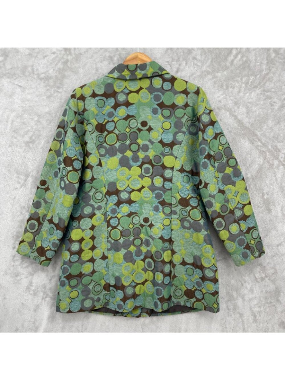 bentley a. Vintage Y2K Green Brown Geometric Brocade Coat USA Made - Picture 9 of 16